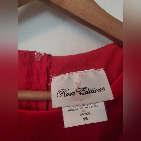 Girls' Rare Editions Velour Dress – Children's Size 16 – Scarlet Red - Picture 5 of 5